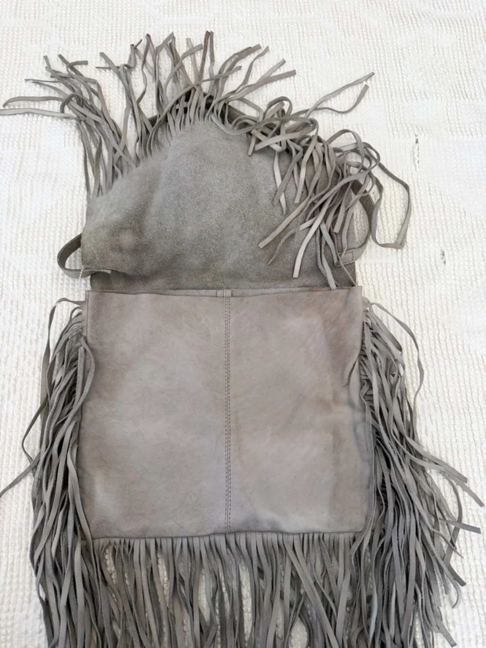 Freebird by Steven leather Fringe Boho Crossbody Bag Grey - Picture 3 of 12